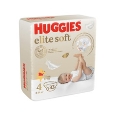 Подгузники huggies elite soft размер 4, 8-14 кг, 33 шт.