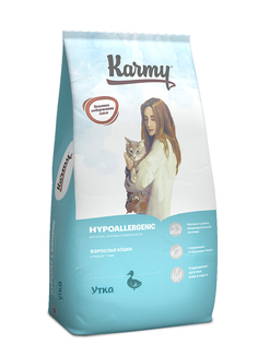 Сухой корм для кошек Karmy Hypoallergenic, гипоаллергенный, утка, 10кг