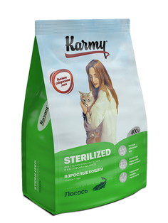 Сухой корм для кошек Karmy Sterilized, для стерилизованных, лосось, 0,4кг