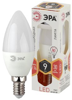 Лампа светодиодная Эра STD LED B35-9W-827-E14 свеча, тёплый, белый, 9 Вт ERA