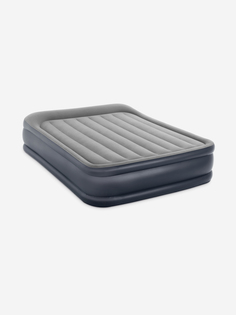 Надувная кровать DELUXE PILLOW REST RAISED BED 152Х203Х42СМ, Встроенный насос 220V, Серый Intex