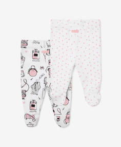 Комплект из 2х ползунков с закрытыми ножками белый с принтом Gulliver