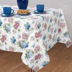 Скатерть 220х145 рогожка Букет белый Арт Дизайн