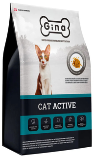 Сухой корм для кошек Gina Cat Active курица и рис, для активных и выставочных, 18кг