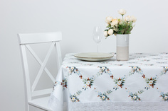 Готовая скатерть "Meiwa" F-290 WH/GR прям. 132х178 см, бел./зел.