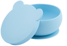 Силиконовая глубокая миска с присоской и крышкой Minikoioi Bowly - Mineral Blue Голубой