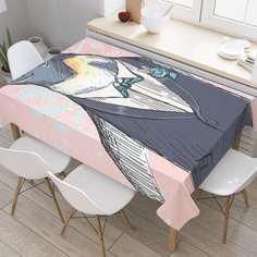 Скатерть прямоугольная JoyArty "Пингвин в тройке" из сатена, 120x145 см