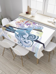 Скатерть прямоугольная JoyArty "Дама с покупками" из сатена, 120x145 см