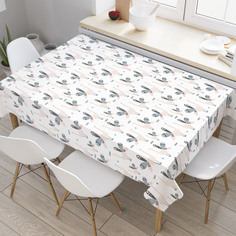 Скатерть прямоугольная JoyArty "Хвостатая птица" из сатена, 120x145 см