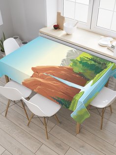 Скатерть прямоугольная JoyArty "Водопад с ледника" из сатена, 120x145 см