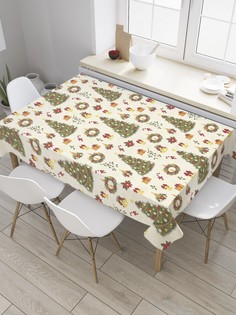 Скатерть прямоугольная JoyArty "Рождественские ели" из сатена, 120x145 см