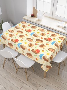 Скатерть прямоугольная JoyArty "Осенний ежик" из сатена, 120x145 см