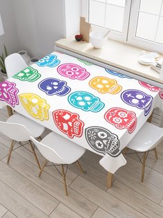 Скатерть прямоугольная JoyArty "Векторные черепа" из сатена, 120x145 см