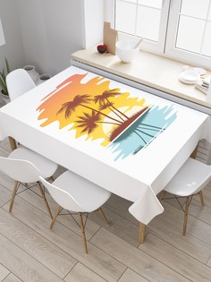 Скатерть прямоугольная JoyArty "Остров с пальмами" из сатена, 120x145 см