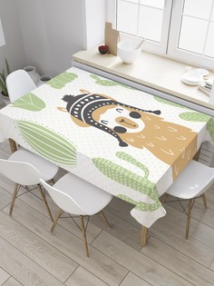 Скатерть прямоугольная JoyArty "Лама в зимней шапочке" из сатена, 120x145 см