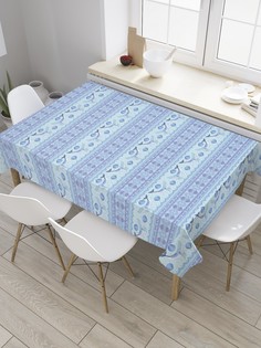 Скатерть прямоугольная JoyArty "Киты в орнаменте" из сатена, 120x145 см