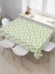 Скатерть прямоугольная JoyArty "Цветы на точках" из сатена, 120x145 см