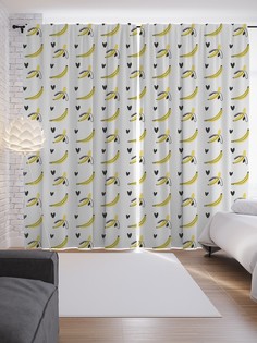 Шторы с фотопечатью JoyArty "Очищенные фрукты" из сатена, 290х265 см