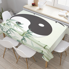 Скатерть прямоугольная JoyArty "Японский Инь и ян" из сатена, 120x145 см