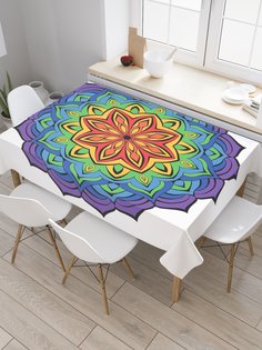 Скатерть прямоугольная JoyArty "Эзотерический цветок" из сатена, 120x145 см