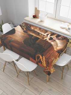 Скатерть прямоугольная JoyArty "Идеальные сапоги наздника" из сатена, 180x145 см