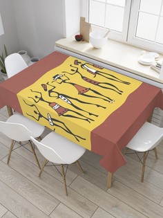 Скатерть прямоугольная JoyArty "Наскальные рисунки" из сатена, 120x145 см