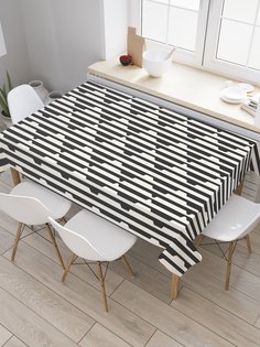 Скатерть прямоугольная JoyArty "Треугольники под полосами" из сатена, 120x145 см