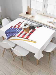 Скатерть прямоугольная JoyArty "Орел на флаге америки" из сатена, 180x145 см