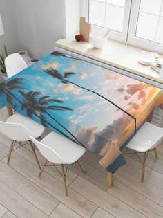 Скатерть прямоугольная JoyArty "Пальмы на воздухе" из сатена, 180x145 см