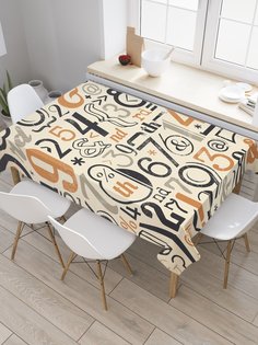 Скатерть прямоугольная JoyArty "Цифры и математические знаки" из сатена, 120x145 см