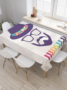 Скатерть прямоугольная JoyArty "Хипстер в шляпе" из сатена, 120x145 см