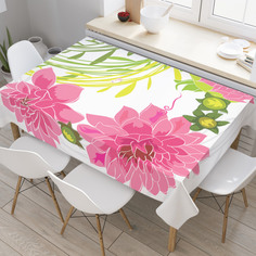 Скатерть прямоугольная JoyArty "Цветущие пионы" из сатена, 120x145 см