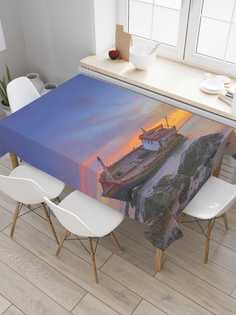 Скатерть прямоугольная JoyArty "Корабль на мели" из сатена, 120x145 см