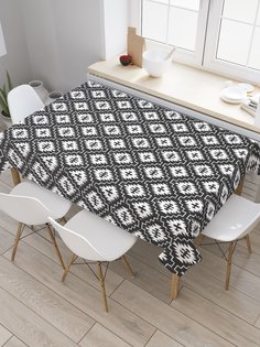 Скатерть прямоугольная JoyArty "Векторный текстиль решетки" из сатена, 120x145 см