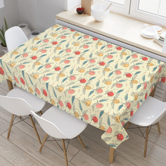 Скатерть прямоугольная JoyArty "Контурные вишни" из сатена, 120x145 см