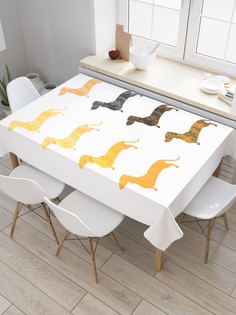 Скатерть прямоугольная JoyArty "Расцветка такс" из сатена, 120x145 см