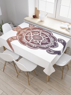 Скатерть прямоугольная JoyArty "Черепаха в восточном стиле" из сатена, 120x145 см