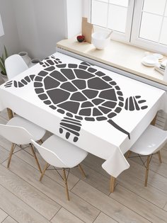 Скатерть прямоугольная JoyArty "Графическая черепаха" из сатена, 120x145 см