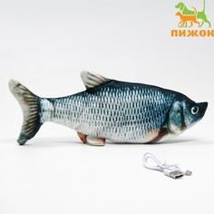 Игрушка для кошек "Подлещик" со светом с двигающимся хвостом и с USB-зарядкой, 28 см Пижон