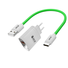 Сетевое зарядное устройство GCR GCR-WC36W usb type-c - usb 3 А белый, зеленый