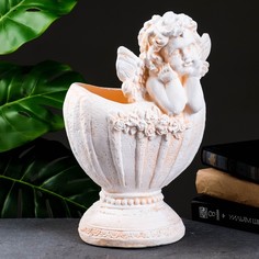 Фигурное кашпо "Ангел в вазе" бежевый, 1,2 л / 20х35х23см Хорошие сувениры