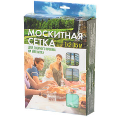 Сетка москитная для двери, 1х2.05 м, на магнитах, липучка, зел, коробка No Brand
