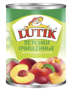 Персики Lutik очищенные половинкам в сиропе, 3100 мл. Лютик