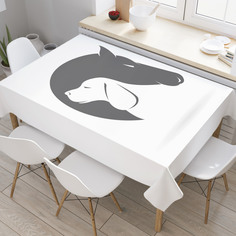 Скатерть прямоугольная JoyArty "Пес и лошадь" из сатена, 120x145 см