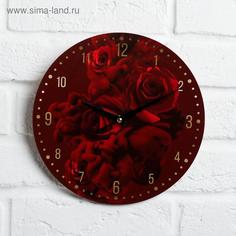 Часы дерево настенные Розы, диам. 25 см No Brand