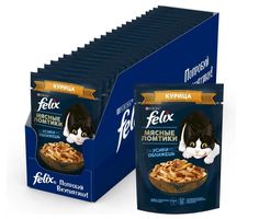 Влажный корм для кошек Felix Мясные ломтики курица, 26 шт по 75 г