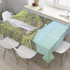 Скатерть прямоугольная JoyArty "Карпатский водопад" из сатена, 120x145 см