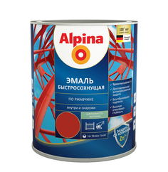 Эмаль Alpina быстросохнущая по ржавчине RAL 3000 Красный 0,75 л