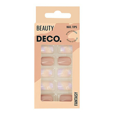 Набор накладных ногтей DECO. Fantasy Brown Marble с клеевыми стикерами 48 шт