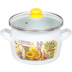 Кастрюля сталь эмал 5 л с крыш Сантэкс Милый дом 1-2450112 индукц